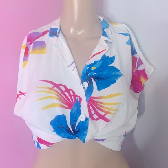 Vintage Floral // Hawaiian Capped Blouse California Crush - Picture 7 of 10